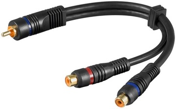 Kabel przejściowy audio typu Y 1x cinch stereo 1 x cinch 2x ekranowany 0.2m