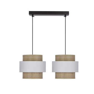 Lampa wisząca 2x E27 abażur biały+kremowy Rattan
