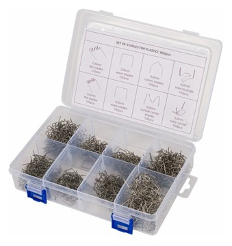 Скобы ДЛЯ СВАРКИ ПЛАСТИКА Набор степлеров 8 видов 800шт + футляр