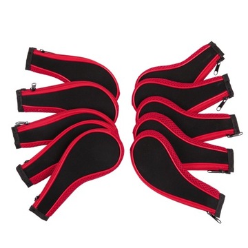 10-częściowy zestaw nakryć głowy do golfa, nakładka na główkę klubu golfowego, miotacz w kolorze czerwonym i czarnym