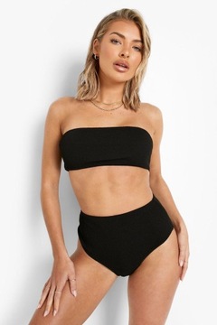 N006D28 Boohoo CZARNY DÓŁ OD BIKINI TEKSTURA 42