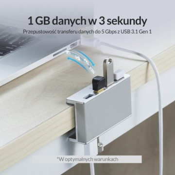 Orico Пассивный настольный USB-концентратор, привинчивающийся, 4 порта USB 3.0 5 Гбит/с + кабель