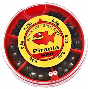 ŚRUT WĘDKARSKI W PUDEŁKU L 50gr. MINI PIRANIA.