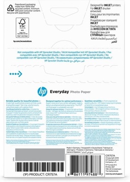 Фотобумага HP для повседневного использования, глянцевая, 200 г/м2, 10 × 15 см (101 × 1