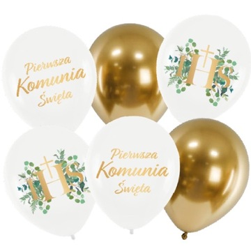 Zestaw balonów KOMUNIA - 6 sztuk na Komunię