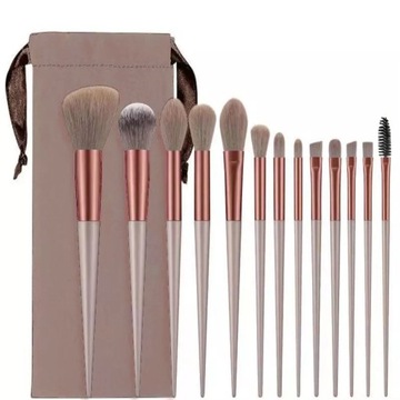 ZESTAW PĘDZLE DO MAKIJAŻU 13SZT ETUI MAKE UP PĘDZLI DUŻY DOBRY SYNTETYCZNY