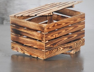 Skrzynki drewniane skrzynka kuferek pufa opalany