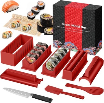 НАБОР ДЛЯ ПРИГОТОВЛЕНИЯ СУШИ, БАМБУКОВЫЙ КОВРИК, РОЛЛ, НОЖ, ПАЛОЧКИ ДЛЯ ЕДЫ, ШПАТКА