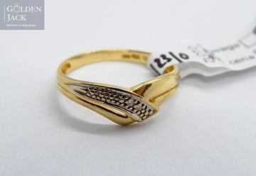 Złoty cudowny pierścionek żółte białe złoto p. 585 roz.11,5 waga 2,01g