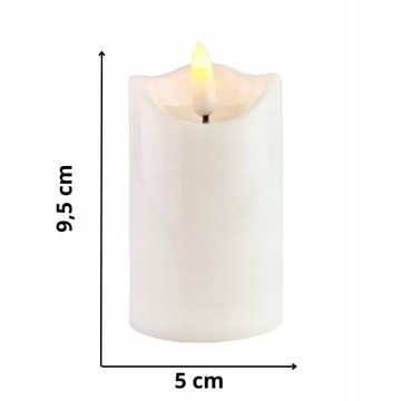 ŚWIECA LED 5CM X 9,5CM NA BATERIE (2XR6) BIAŁA+BATERIE