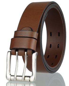 SKÓRZANY MĘSKI PASEK BLAKARDO 4 CM DWURZĘDOWY BRĄZOWY 120