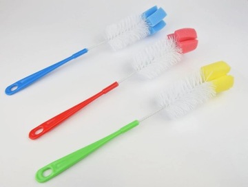 SZCZOTKA MYJKA DŁUGA DO MYCIA CZYSZCZENIA BUTELEK SZKLANEK Z GĄBKĄ