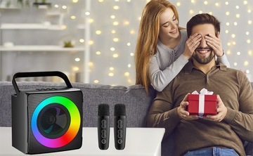 ПОРТАТИВНАЯ ДИНАМИКА ДЛЯ КАРАОКЕ С BLUETOOTH 5.0, СВЕТОДИОДОМ И 2 МИКРОФОНАМИ