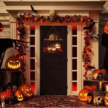 DEKORACJA WISZĄCA DYNIA HALLOWEEN Z OŚWIETLENIE