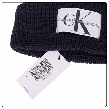 CALVIN KLEIN CZAPKA ZIMOWA MONOLOGO PATCH BEANIE CZARNA