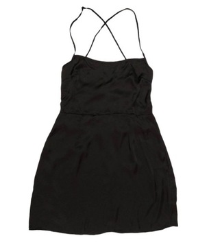Glamorous saténové čierne mini šaty 42