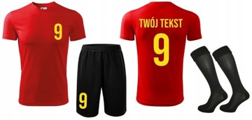 Strój piłkarski z własnym napisem i numerem personalizowanym nadrukiem (S)