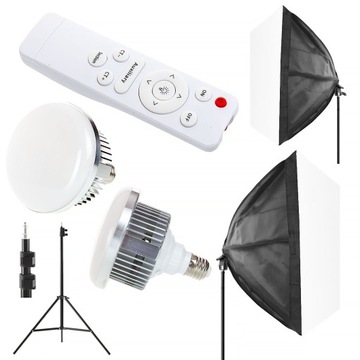 Komplet lamp z pilotem 3600K-6200K 2x 150W LED