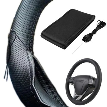ЧЕХОЛ РУЛЕВОГО КОЛЕСА ИЗ ЦЕЛОГО куска кожи. Материал Противоскользящий.