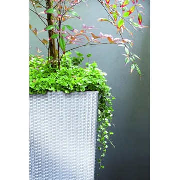 УЛИЧНЫЙ ЦВЕТОЧНЫЙ ВАЗ ИЗ РОТЕГА, БЕЛЫЙ С ВСТАВКОЙ, ВЫСОКАЯ КРЫШКА