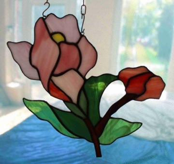 Цветочный витраж подарок ко Дню матери, Бабушке розовый