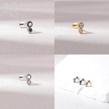 ZS-Пирсинг Лабрет де Асеро неокисляемый Цвет дорадо, бола де кристал пара