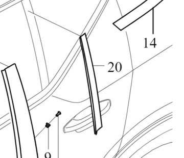 VOLVO C40 XC40 LIŠTA ZDOBENÁ OKNO DVEŘE PRAVÝ ZADNÍ OE