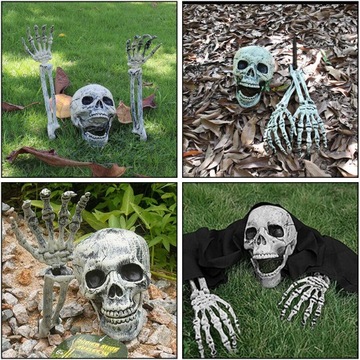 УКРАШЕНИЯ СКЕЛЕТА НА ХЭЛЛОУИН, 1 ГОЛОВА СКЕЛЕТА И 2 РУКИ СКЕЛЕТА