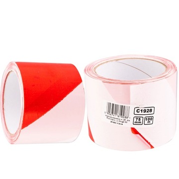 C1928 ЛЕНТА ПРЕДУПРЕЖДАЮЩАЯ 100М/75ММ БЕЛАЯ И КРАСНАЯ