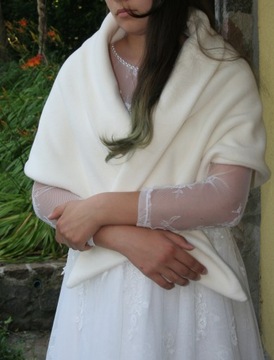 Свадебный палантин, накидка, шарф, мех цвета экрю M/L НОВИНКА