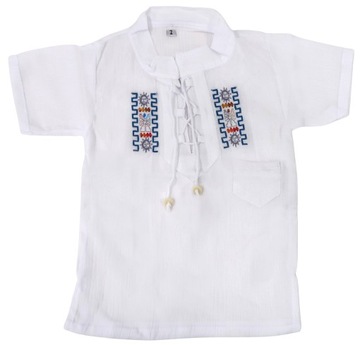 BLUZKA REGIONALNA T-SHIRT DZIECIĘCY Z HAFTEM BIAŁY 2 LATA