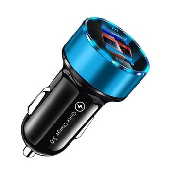 ŁADOWARKA DO AUTA MIERNIK NAPIĘCIA QC 3.0 BLUE