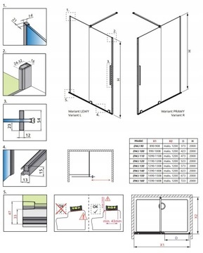 FURO DWJ Душевая дверь черная 120x200 RADAWAY