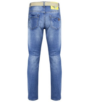 Klasyczne spodnie męskie jeansy z paskiem 32