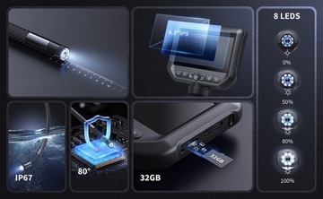 ИНСПЕКЦИОННАЯ КАМЕРА С ПОДВИЖНЫМ ВРАЩАЮЩИМСЯ ГОЛОВКОЙ ЭНДОСКОПОМ 360° 8 мм 2M 8LED CE