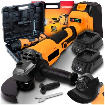 SZLIFIERKA KĄTOWA KĄTÓWKA AKUMULATOROWA REGULACJA PRĘDKOŚCI +2 AKUMULATORY