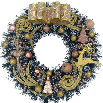 BOŻONARODZENIOWY WIANEK ZŁOTY NA DRZWI ŚWIĄTECZNY STROIK WIGILJNY RENIFER