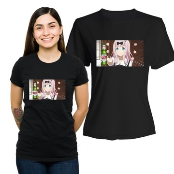 Koszulka Damska z Nadrukiem Bawełna T-shirt na Prezent Anime Perła Piwo XXL
