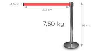 Столб шлагбаум Столбы с красной лентой длиной 2,35 м