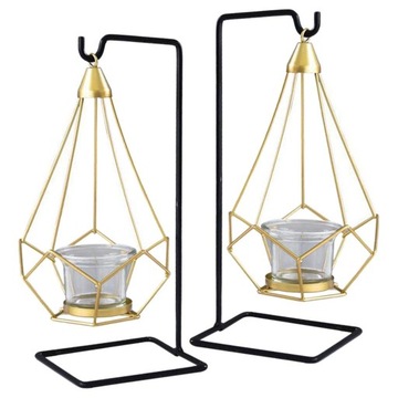Geometryczny świecznik z drutu metalowego