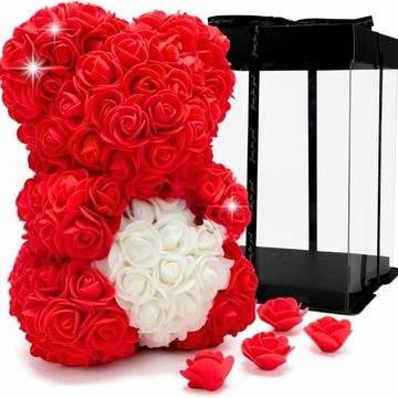 MIŚ z RÓŻ DUŻY Z PŁATKÓW RÓŻ PREZENT DZIEŃ KOBIET ROSE BEAR RÓŻ