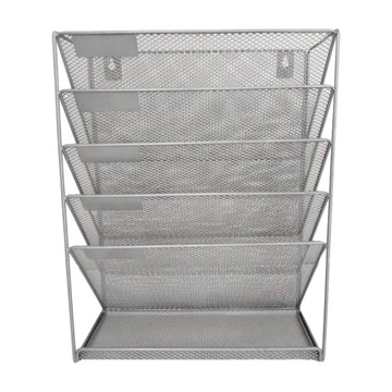 Wall Mounted File Rack Vertical Magazine Document Rack Hanging Metal Silver