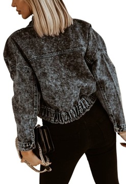 KURTKA JEANS KATANA ZE ŚCIĄGACZEM DENIM CROP L