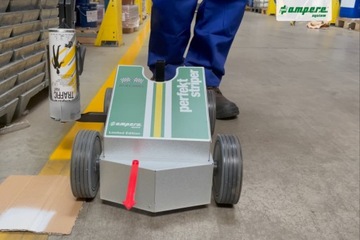 AMPERE Farba drogowa do malowania jezdni linii pasów 500ml 48szt. + wózek