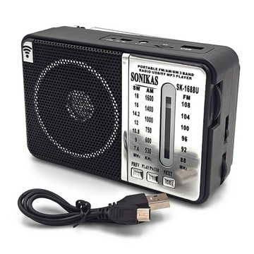 RADIO PRZENOŚNE FM AKUMULATOR USB SD TF R20 GŁOŚNE