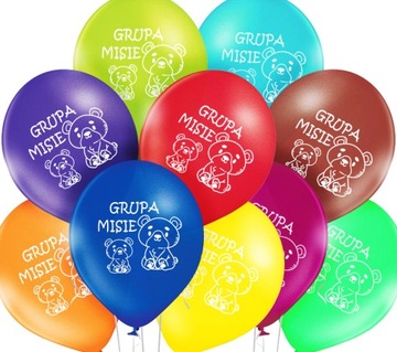 Balony kolorowe napis Grupa Misie przedszkole 10x