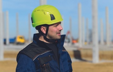 Строительная каска с очками ALPINWORKER супер качество CERVA желтый S. 53-66см