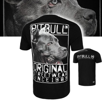 PITBULL T-SHIRT KOSZULKA MĘSKA NADRUK ORIGIN BAWEŁNA REGULAR 190g CZARNA S