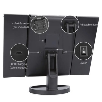 Складное зеркало для макияжа со светодиодной подсветкой 3 складных 1X 2X 3X настольный туалетный столик Mir