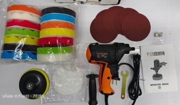 МОЩНАЯ КОМПАКТНАЯ ПОЛИРОВКА ДЛЯ АВТОМОБИЛЕЙ 980 ВТ + 14 ГУБОК